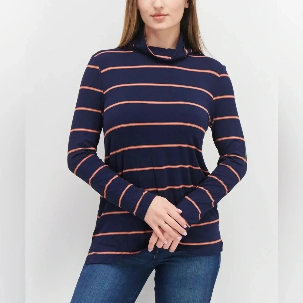 Stitch fix Market & Spruce Basic Striped Turtleneck - Size S - Navy Blue - NWT